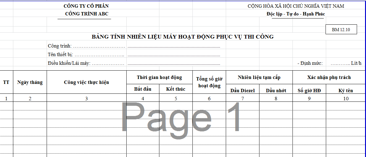 Nhật trình máy thi công